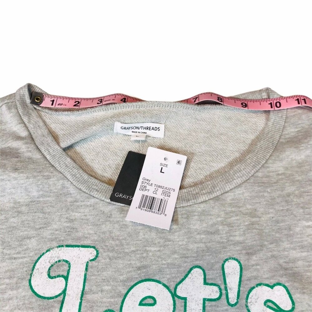 Grayson Threads Womens Size Large Sweatshirt Cropped Lets Day Drink Gray New - Picture 6 of 12